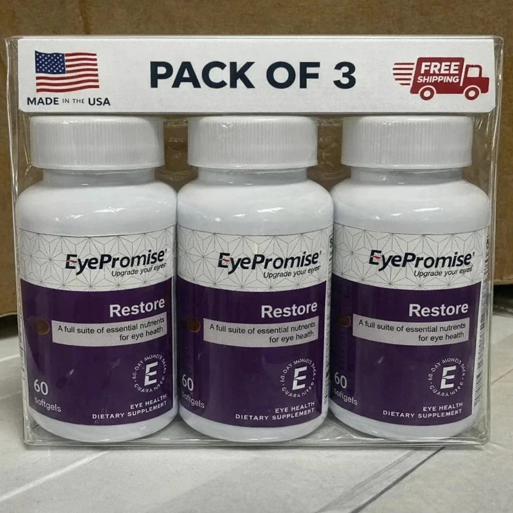 3 package EyePromise Restore Supplement Complete Macular Health Formula 60 So…