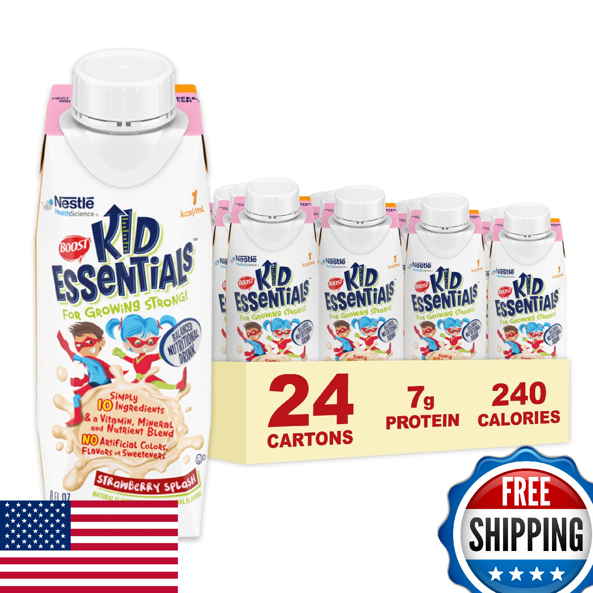 BOOST Kid Essentials 1.0 Strawberry Splash 24 Fl Oz Pack Nutritional Drink
