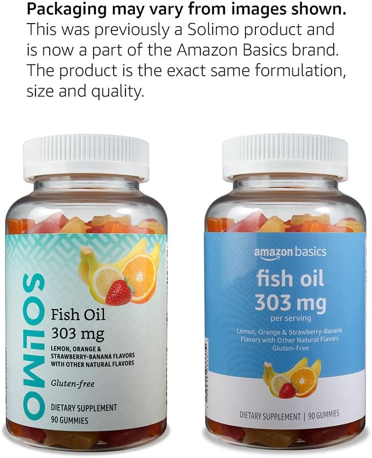 Amazon Basics Fish Oil 303mg Omega-3 Soft Chew Gummies 90 Count