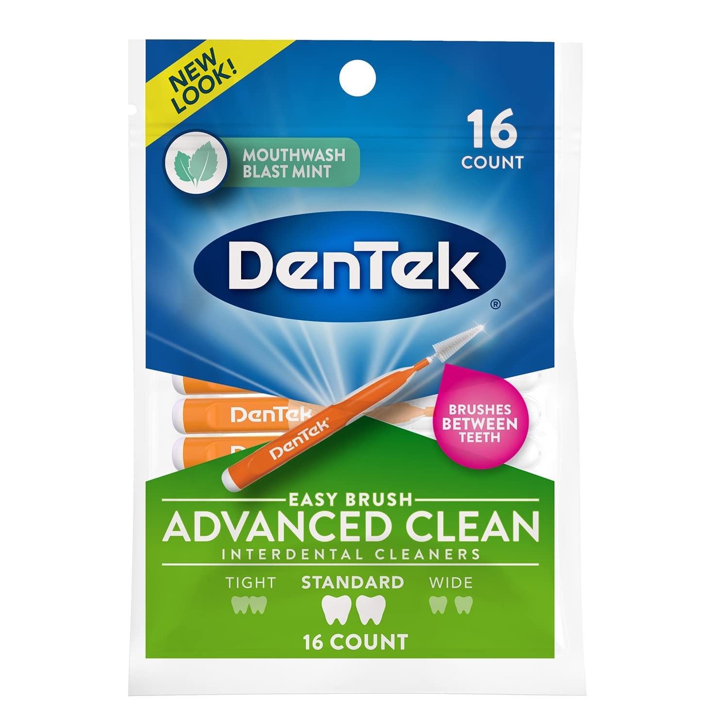 DenTek Easy Brush Interdental Cleaners, 16 Count (Pack of 5), Orange, White