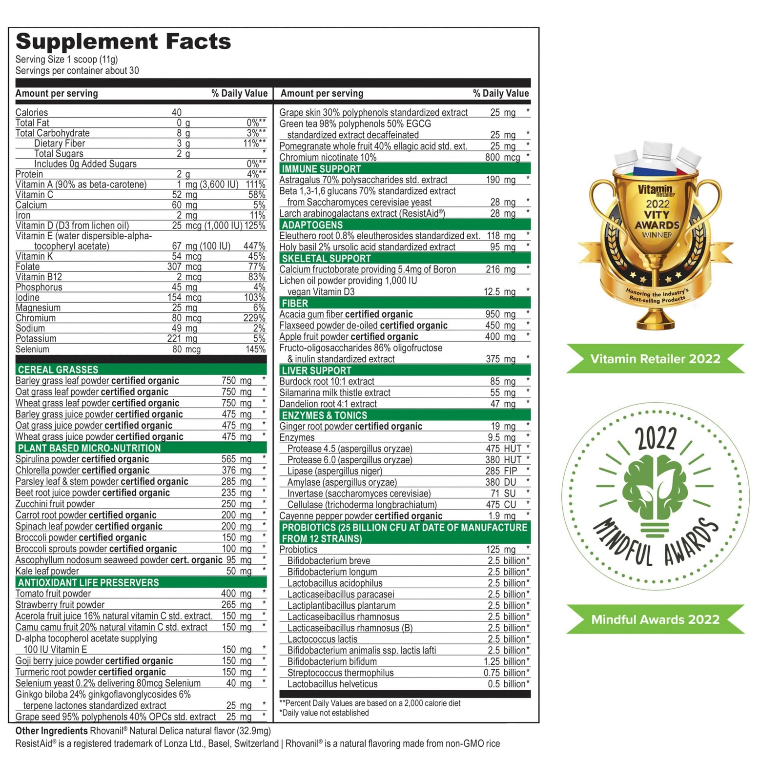 Comprehensive Superfood Supplement with 65 Superfoods 30 Servings 1 Scoop