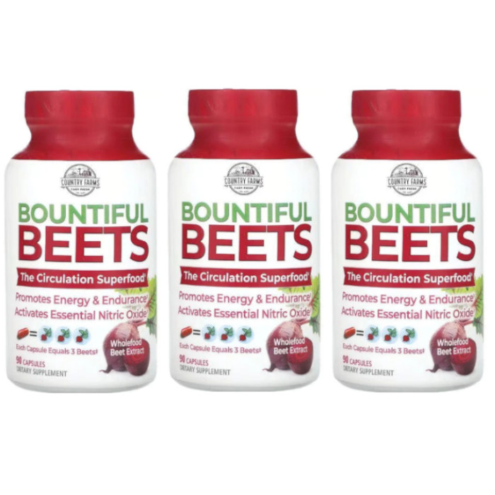 Country Farms Bountiful Beets Capsules (500 mg) 90 caps (Pack of 3)