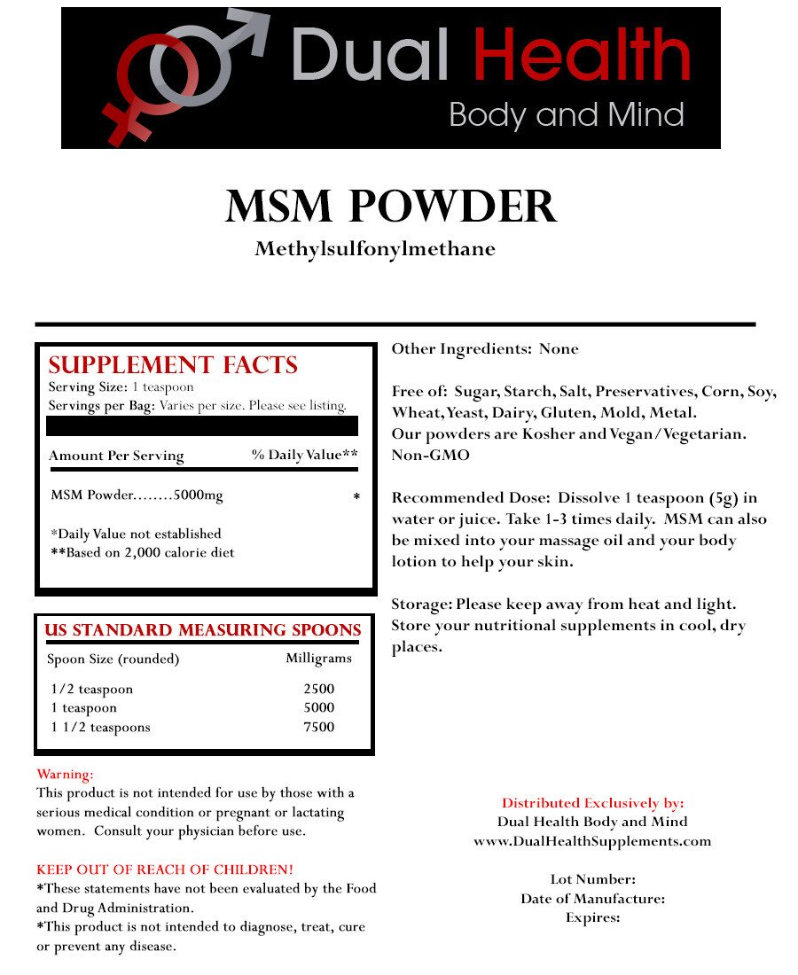 MSM & Ascorbic Acid (2 lb Each Bag) Powder Vitamin C Pain Relief Skincare Joints