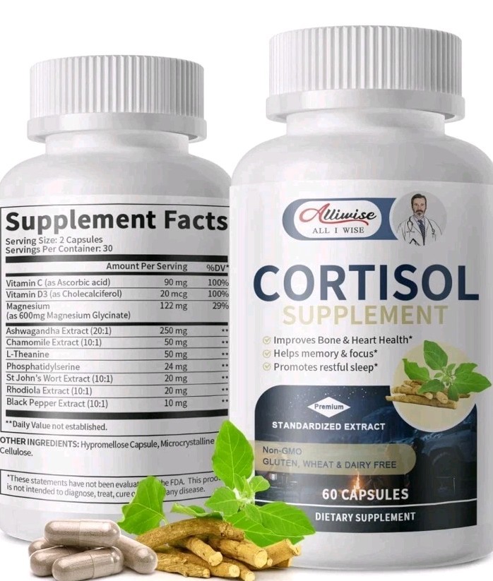 2X Cortisol Supplement Ashwagandha Relieve Stress w/Rhodiola, L-Theanine USA