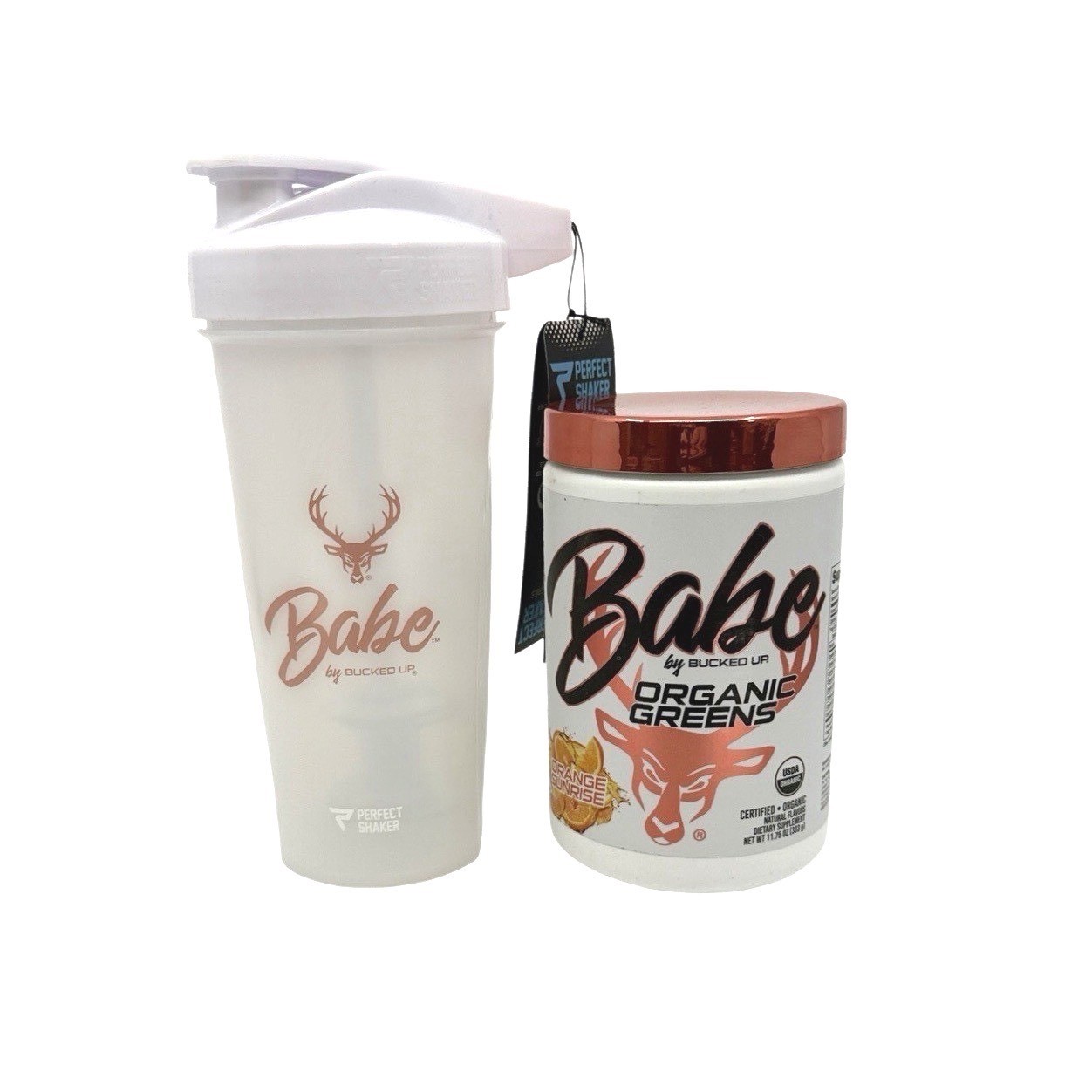Babe by Bucked Up Organic Greens + Babe Shaker Bottle Set BB 05/2027 New