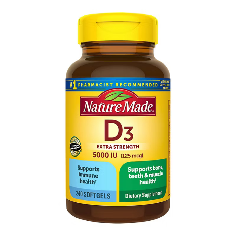 Nature Made Extra Strength Vitamin D3 5000 IU 240 Softgels 125 mcg EXP-08/27