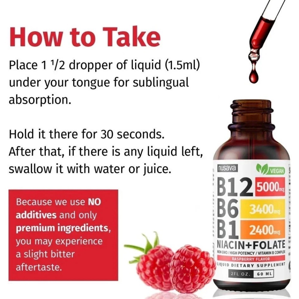 Nusava Vitamin B complex – B 12, B 6 & B 1 + Niacin & Folate
