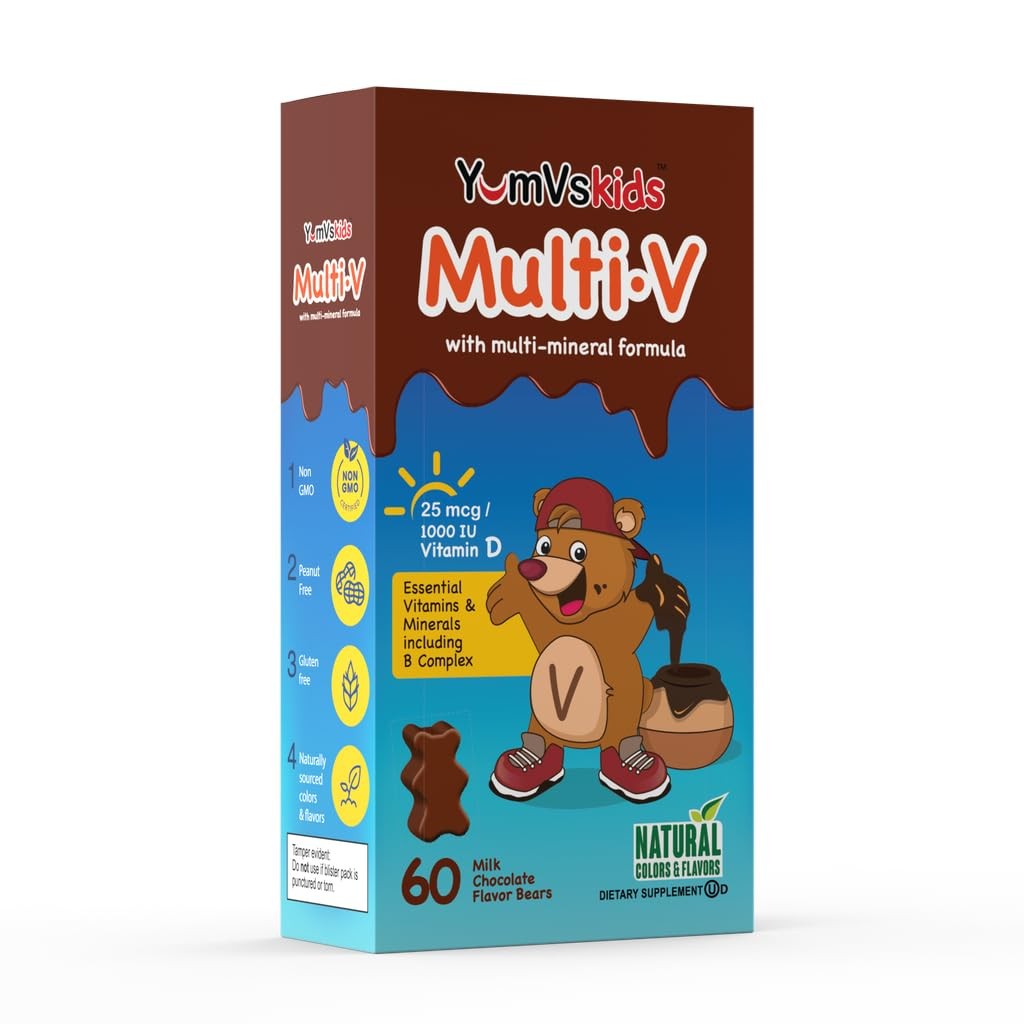 Kids Chewable Multivitamins – 60 Count Chocolate Bears with 16 Vitamins &
