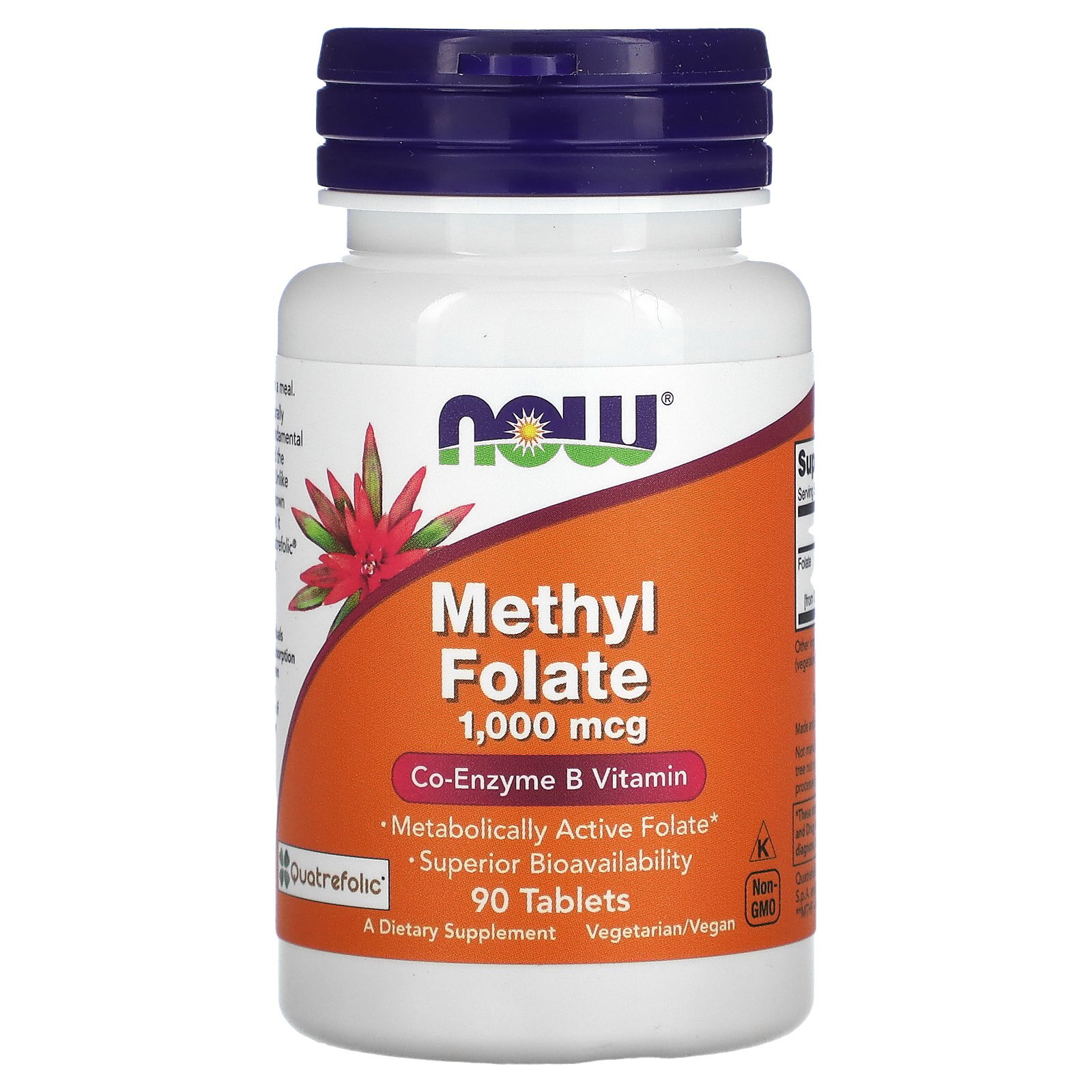 Now Foods Methyl Folate 1 000 mcg 90 Tablets GMP Quality Assured, Vegan,