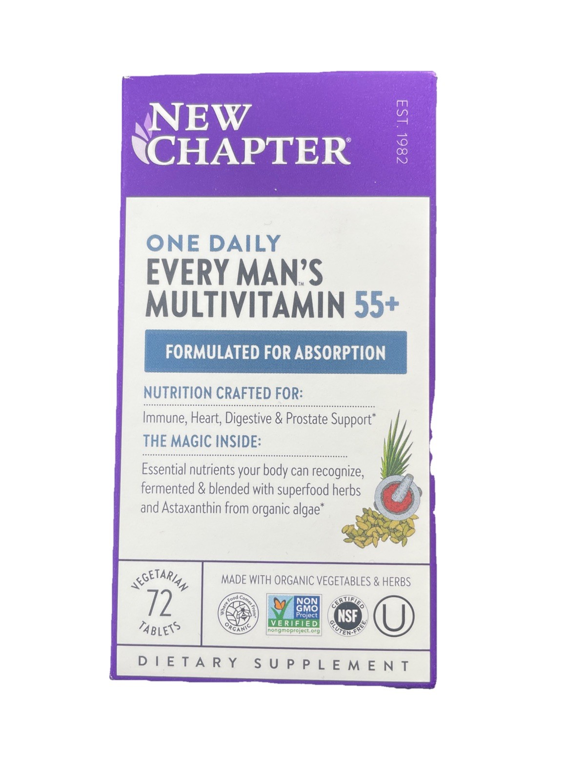 New Chapter Every Man’s One Daily 55+ Multivitamin Tablets – 72 Count – Exp 7/27