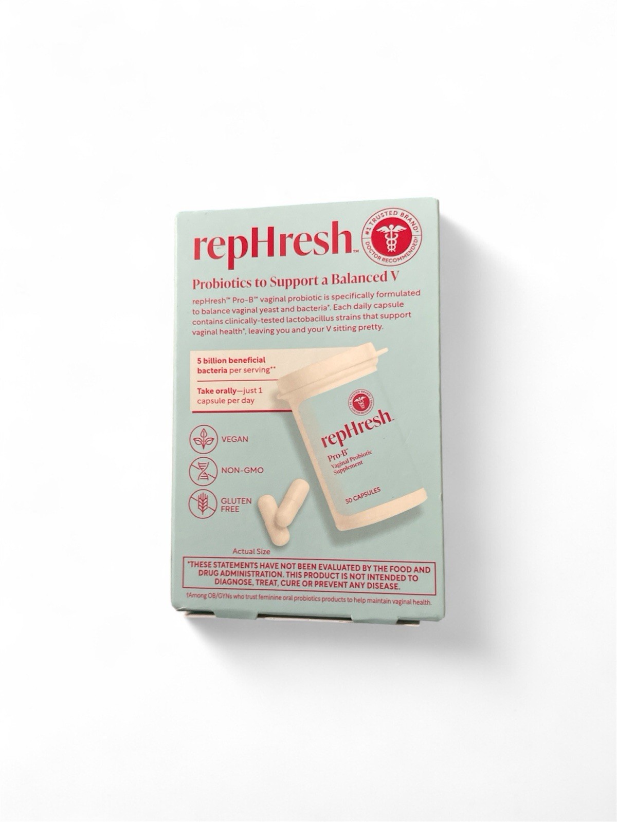 Rephresh Pro B Probiotic Feminine Supplement 30 Capsules Exp 08/2026+