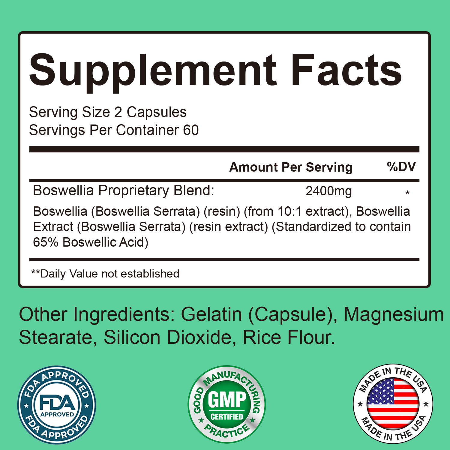 120pcs Boswellia 1200mg – Pain Relief and Support Optimal Muscle, Joint Health