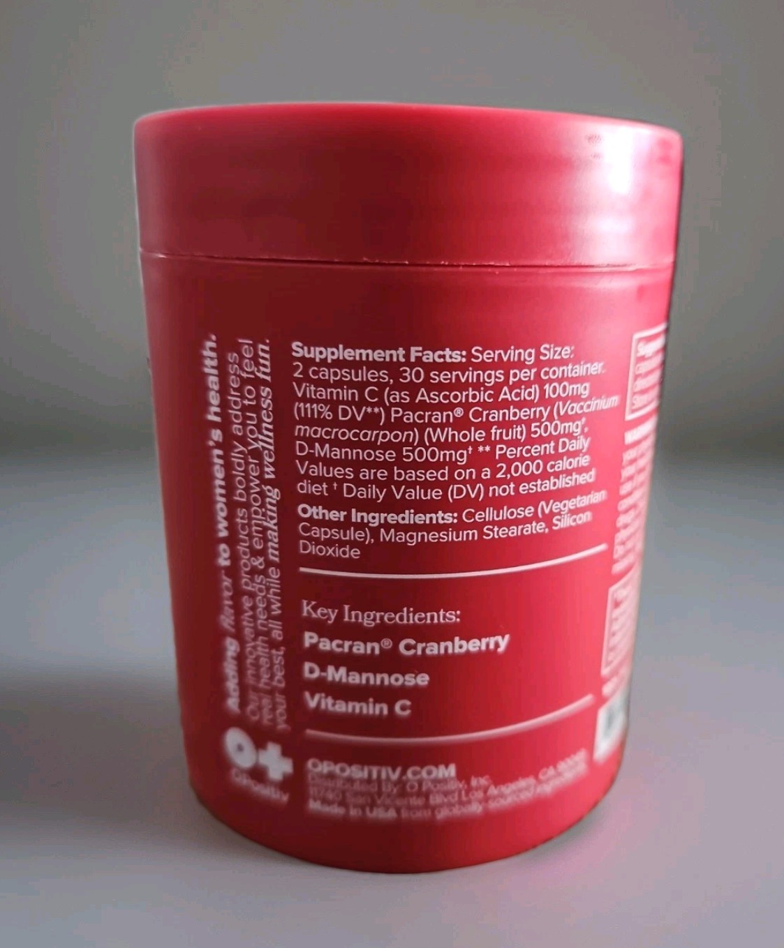 O Positiv URO Urinary Tract Vitamin Capsules Cranberry & D-Mannose 60ct 5/27