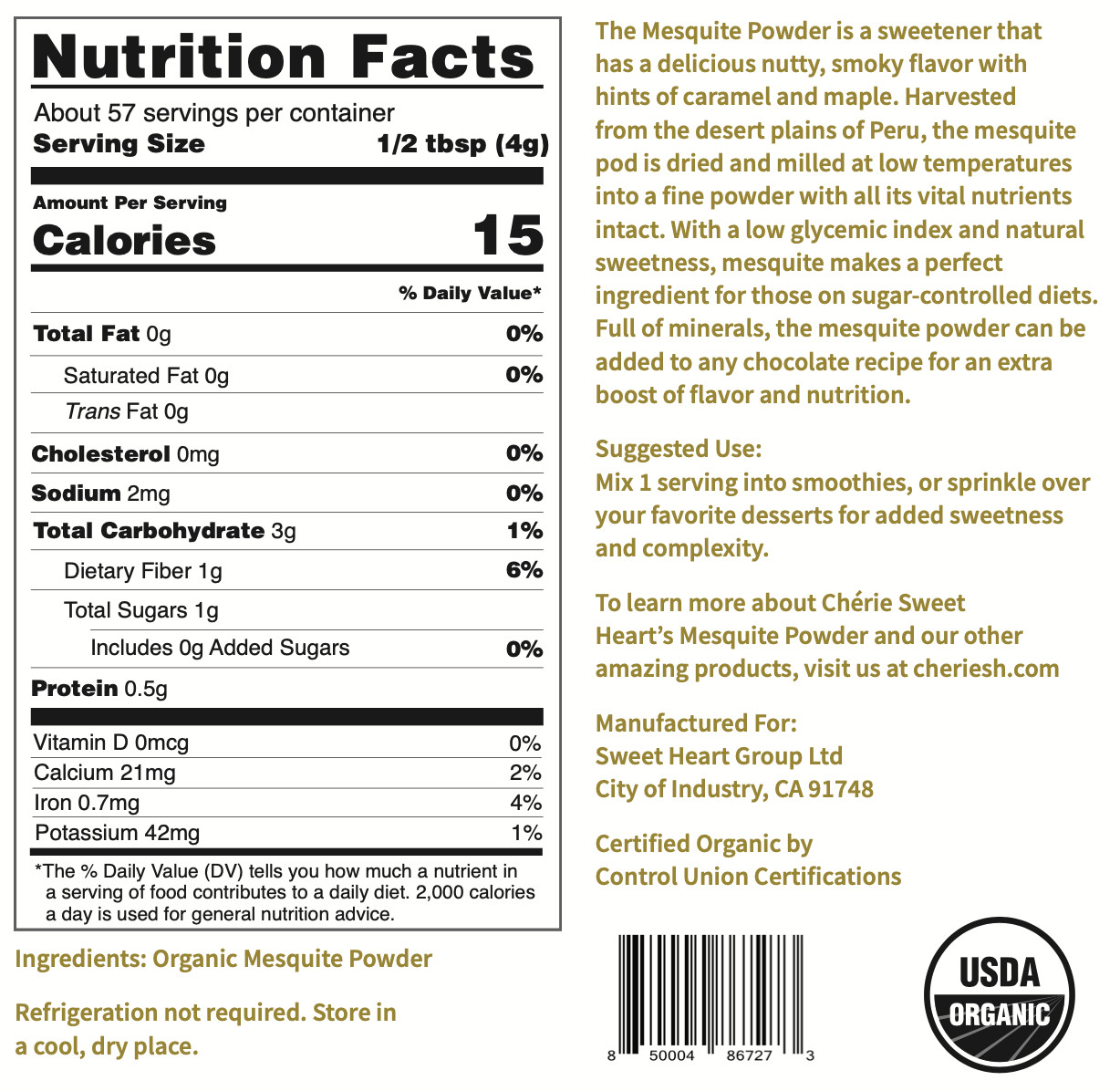 Mesquite Powder USDA Organic, Non GMO, Vegan, Superfood, Natural