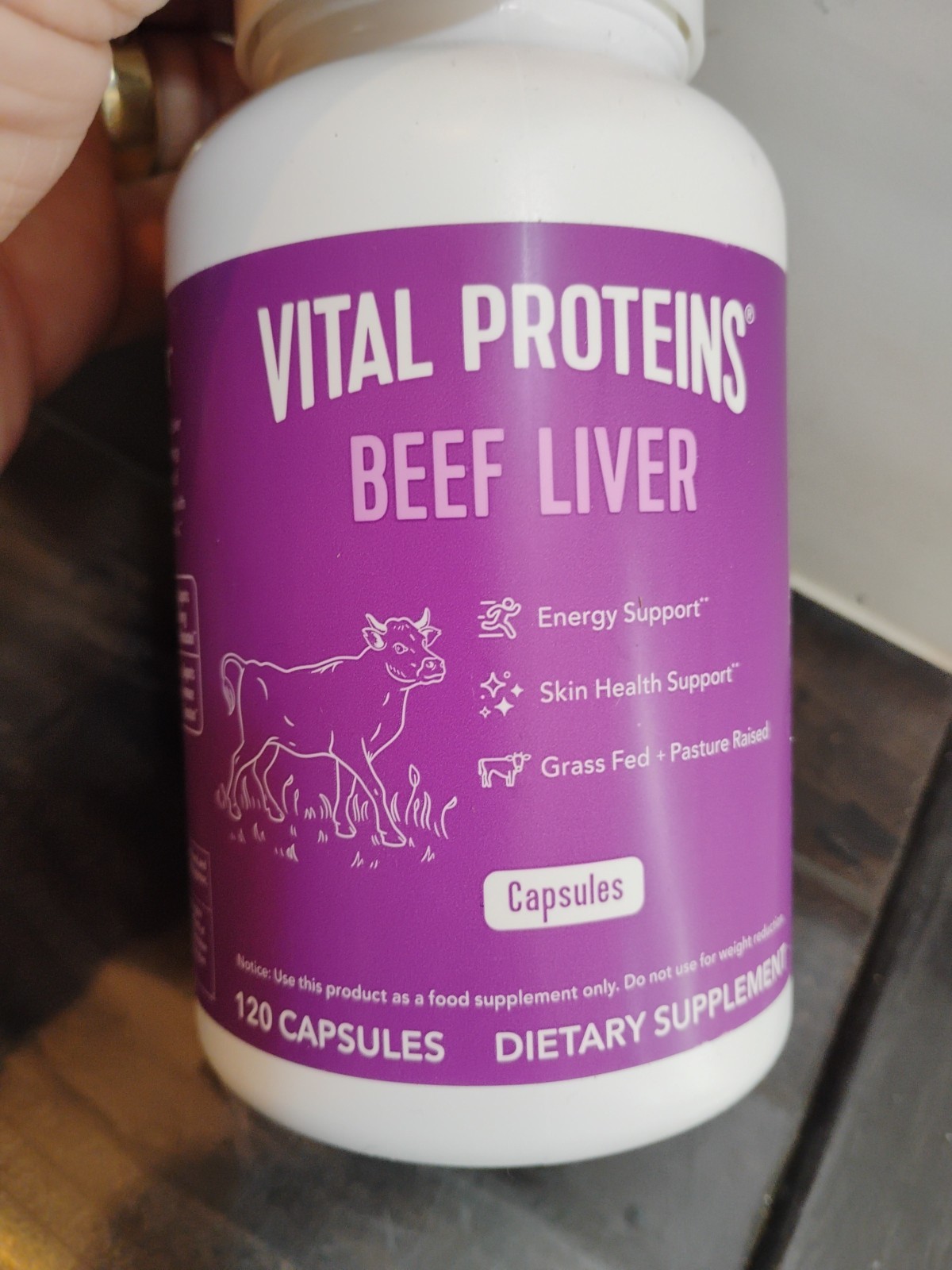 Vital Proteins Grass Fed Beef Liver 120 Capsules Energy & Skin Support Exp 06/26