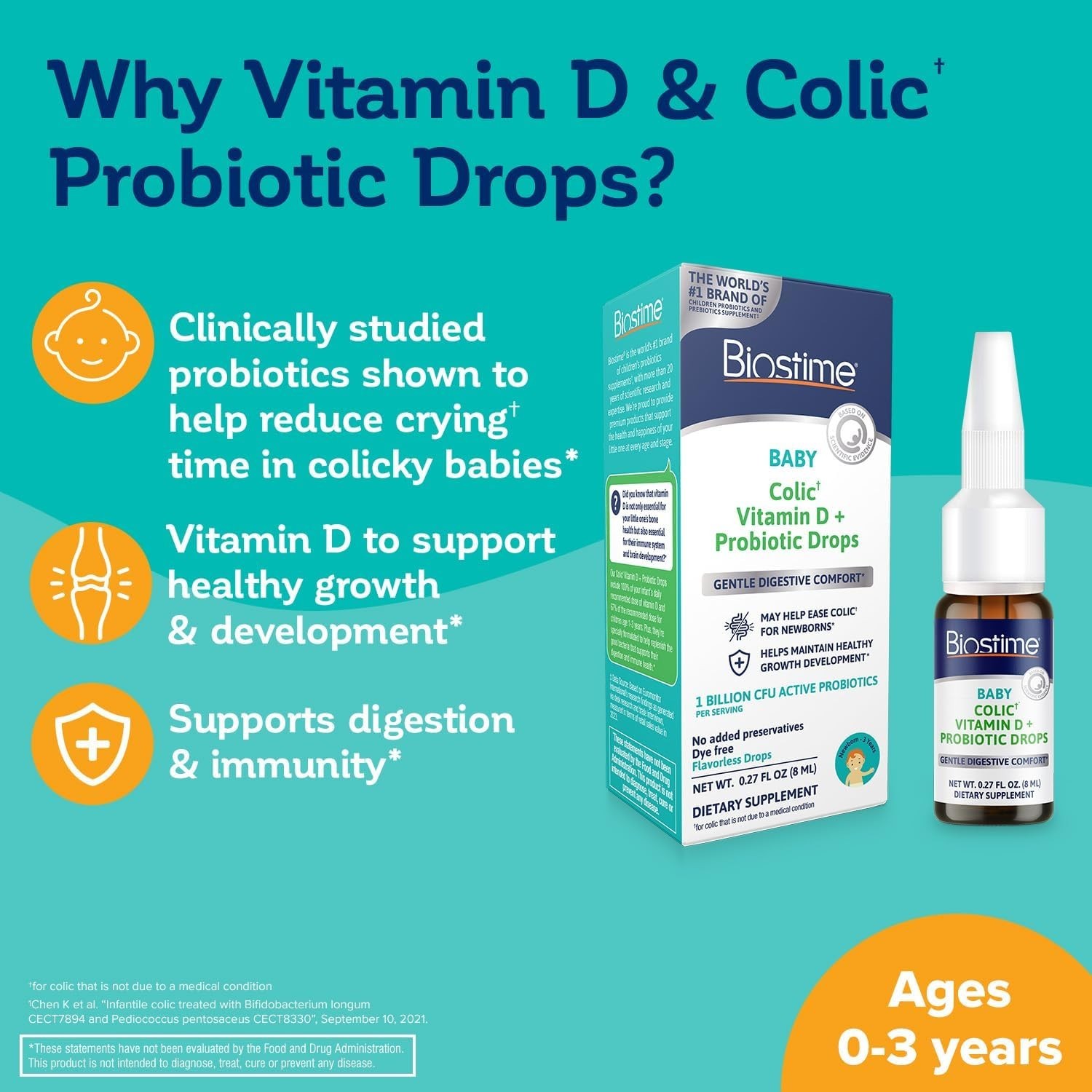 Biostime Baby Vitamin D & Colic Probiotic Drops for Newborns to 3 Years Old