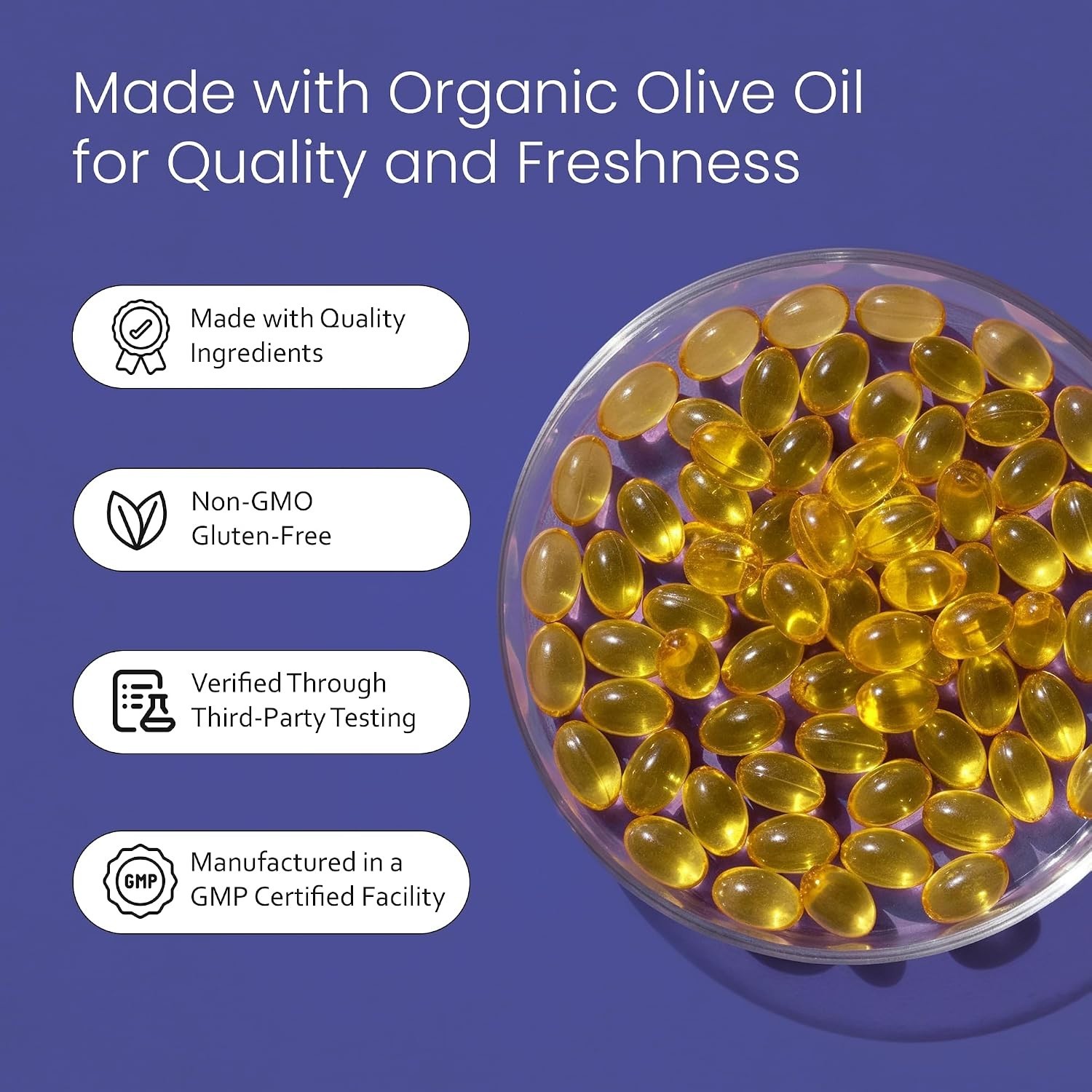 Pure Odorless Garlic with Organic Olive Oil – 150 Softgels, Gluten-Free Formula