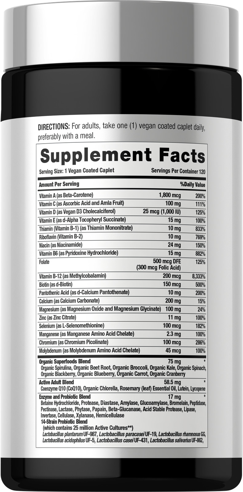 Multivitamin for Men and Women Over 50 | 120 Vegan Caplets | by Horbäach