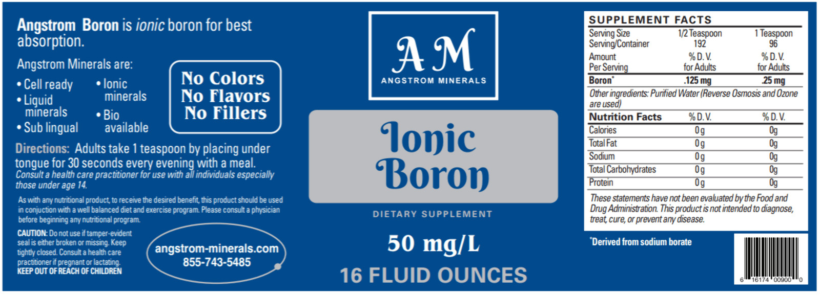 16 oz Angstrom Boron Supplement by Angstrom Minerals