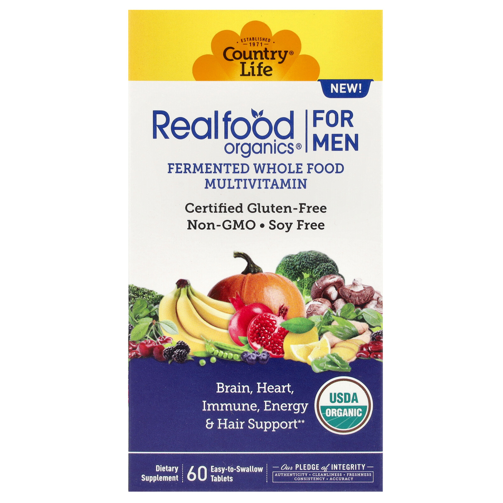 Realfood Organics, Multivitamin For Men, 60 Easy-to-Swallow Tablets