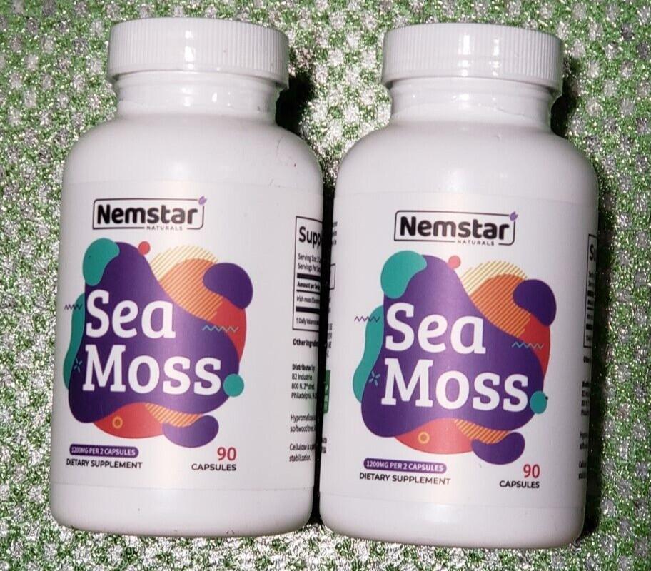 Qty 2 – NEMSTAR Naturals – IRISH SEA MOSS – 90 Caps x 2 – 1200mg – Exp 6/2024