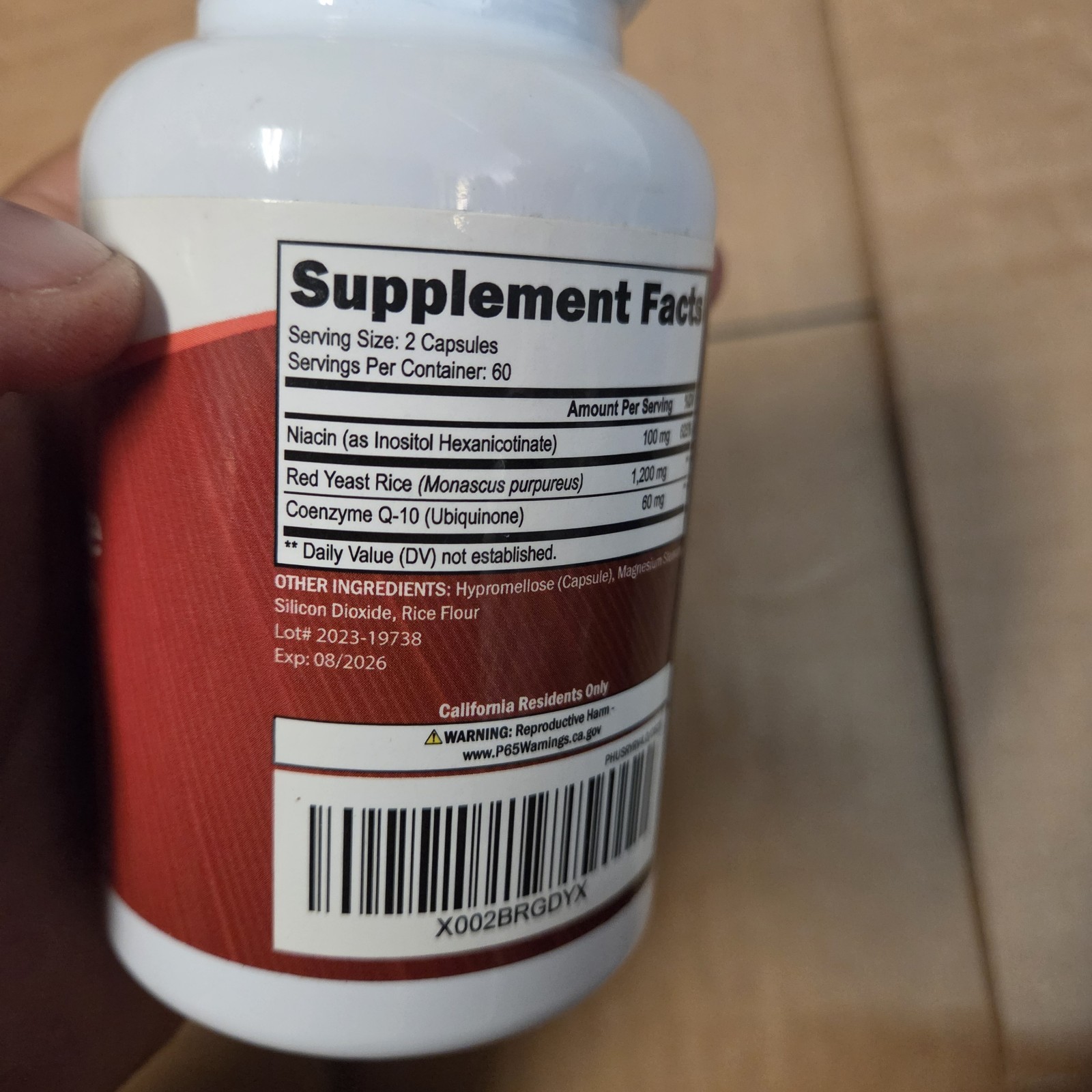 Red Yeast Rice1200mg CoQ10 120 Vegetarian Capsules Exp:08/2026