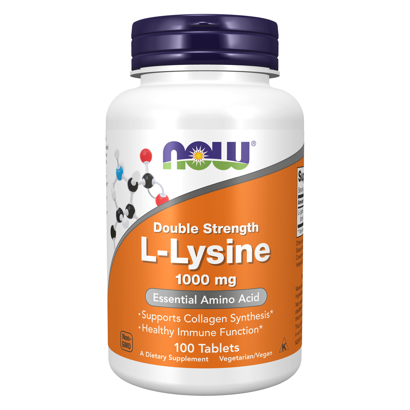 NOW FOODS L-Lysine, Double Strength 1000 mg – 100 Tablets