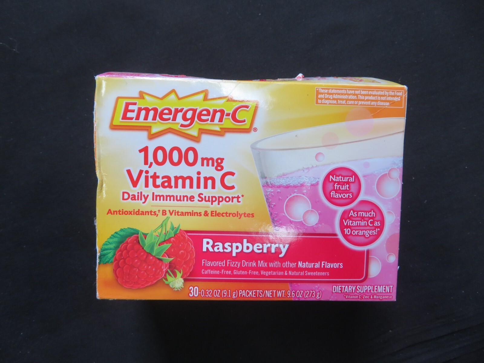 (16) Count Lot Of Emergen-C 1000 mg Vitamin C Raspberry 0.32 Oz Packets !
