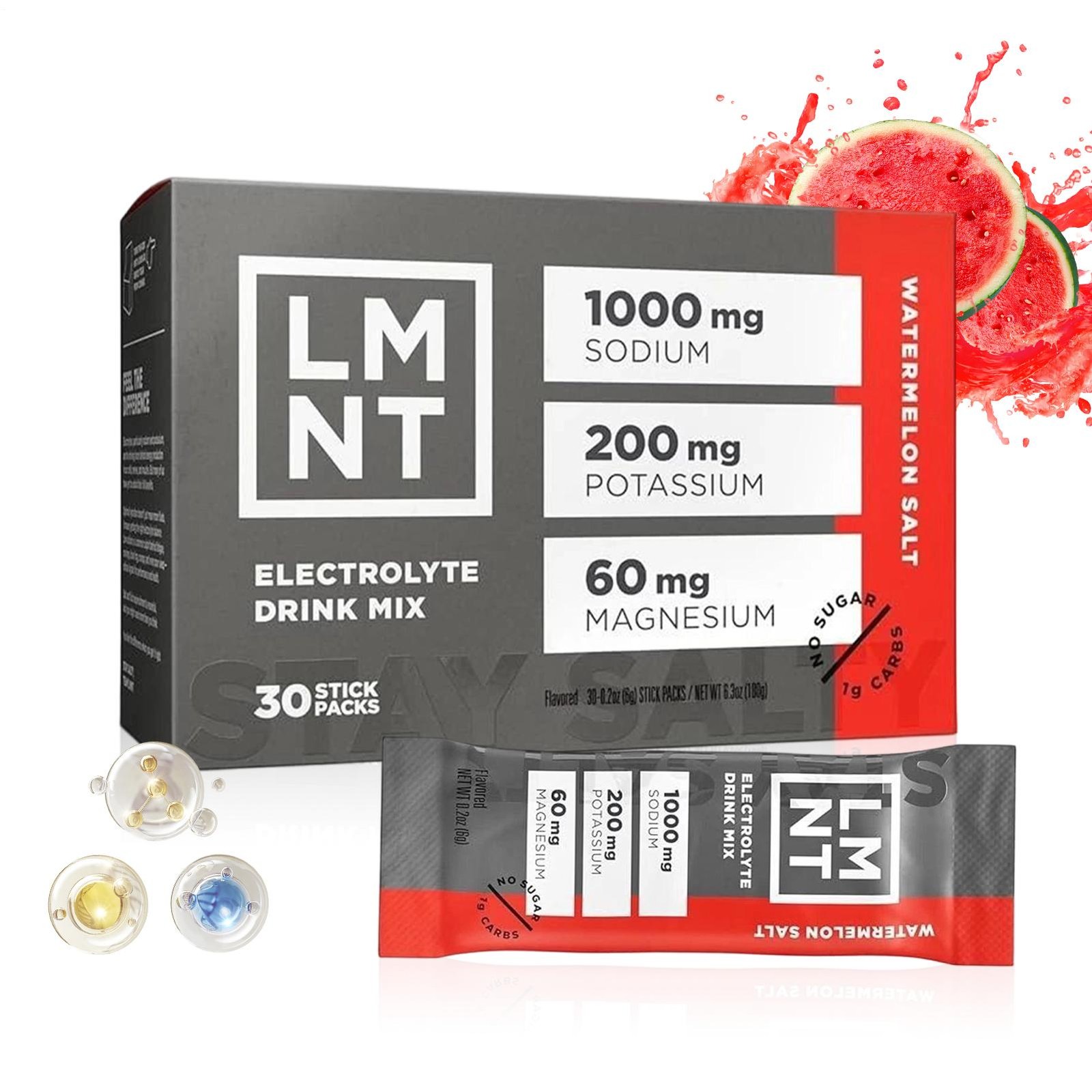 LMNT Zero Sugar Electrolytes – Watermelon Salt | Drink Mix | 30-Count