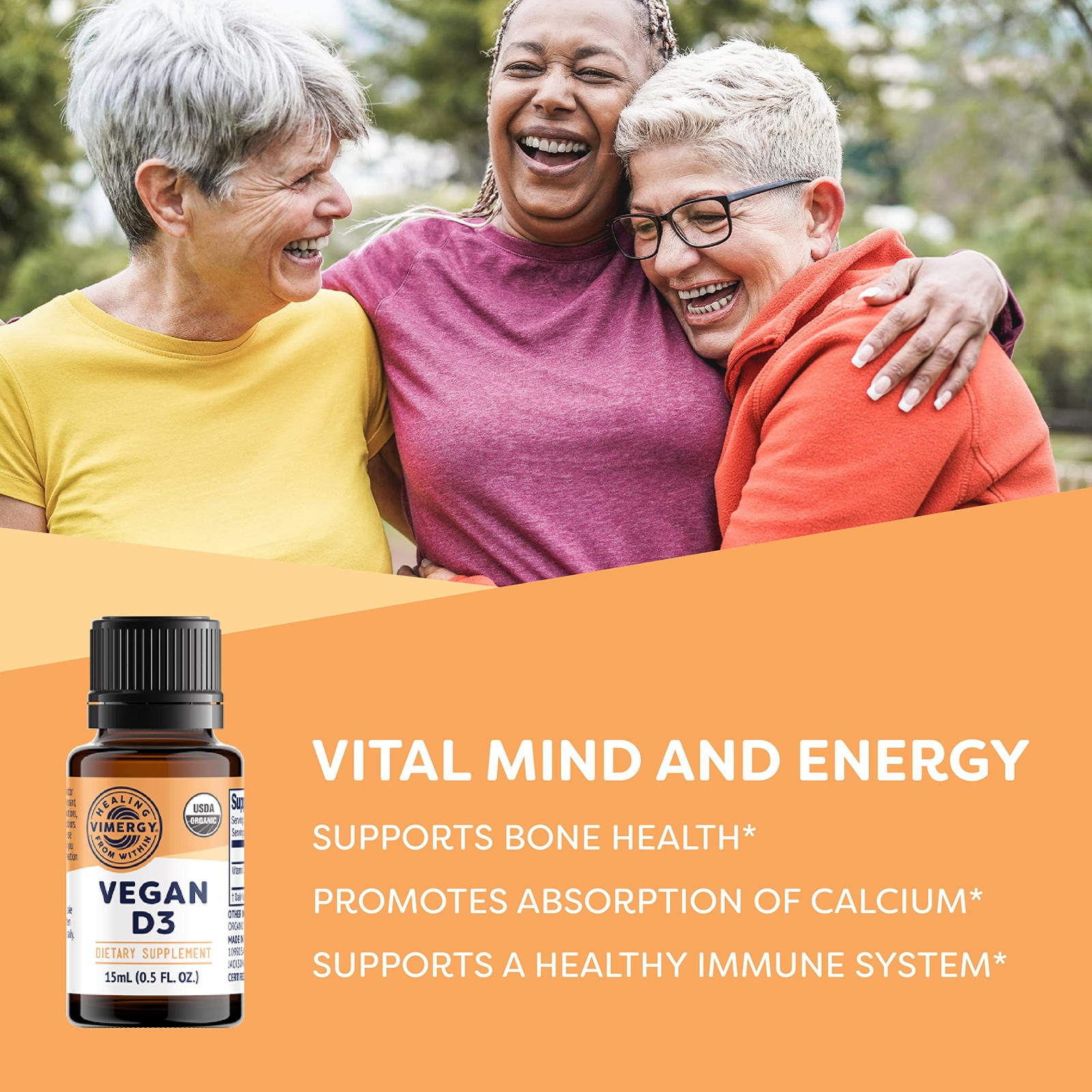 Vimergy Vegan D3 Organic 15mL 96 Servings Immune Support Gluten-Free