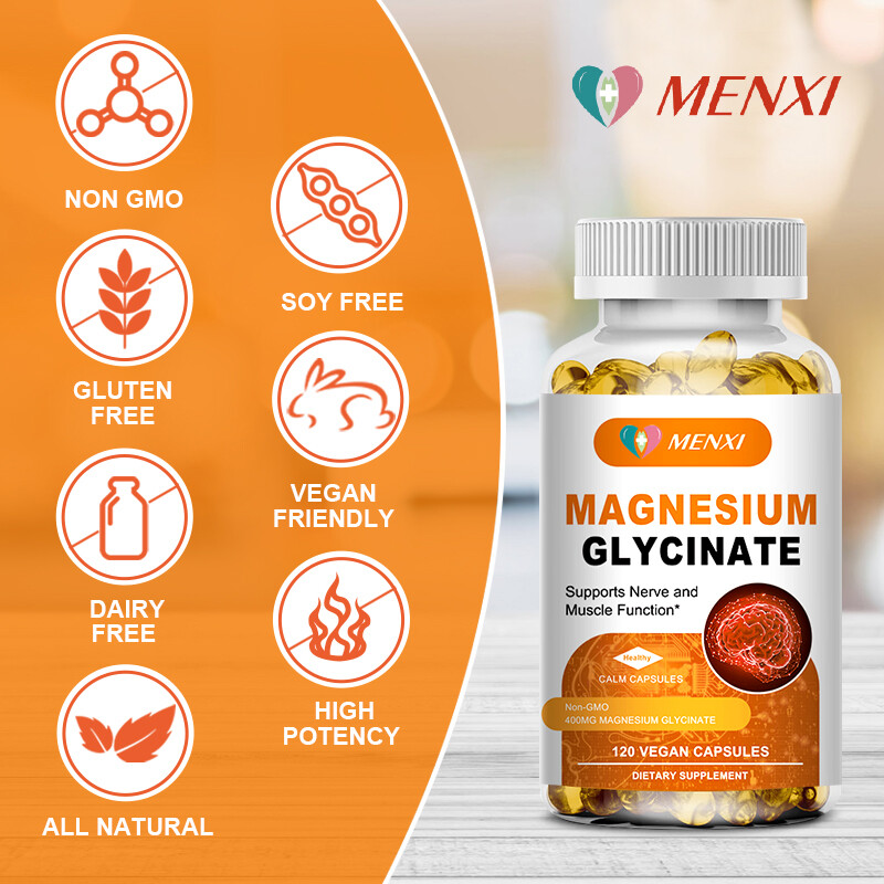 Magnesium Glycinate 400MG Per Servings 120 Vegan Caps High Absorption Magnesium