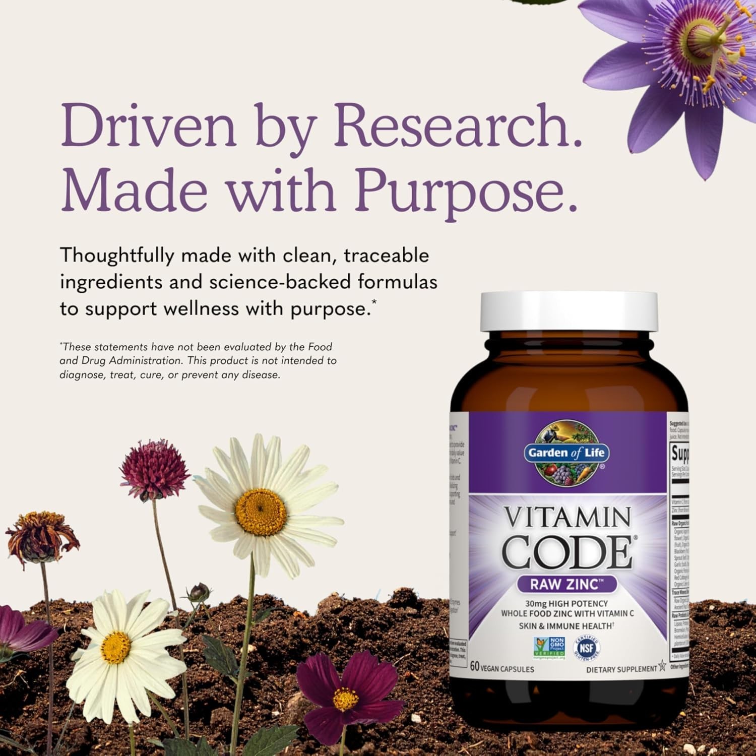 Garden of Life Raw Zinc 30mg with Vitamin C – Whole Food Immune & Skin Supplemen