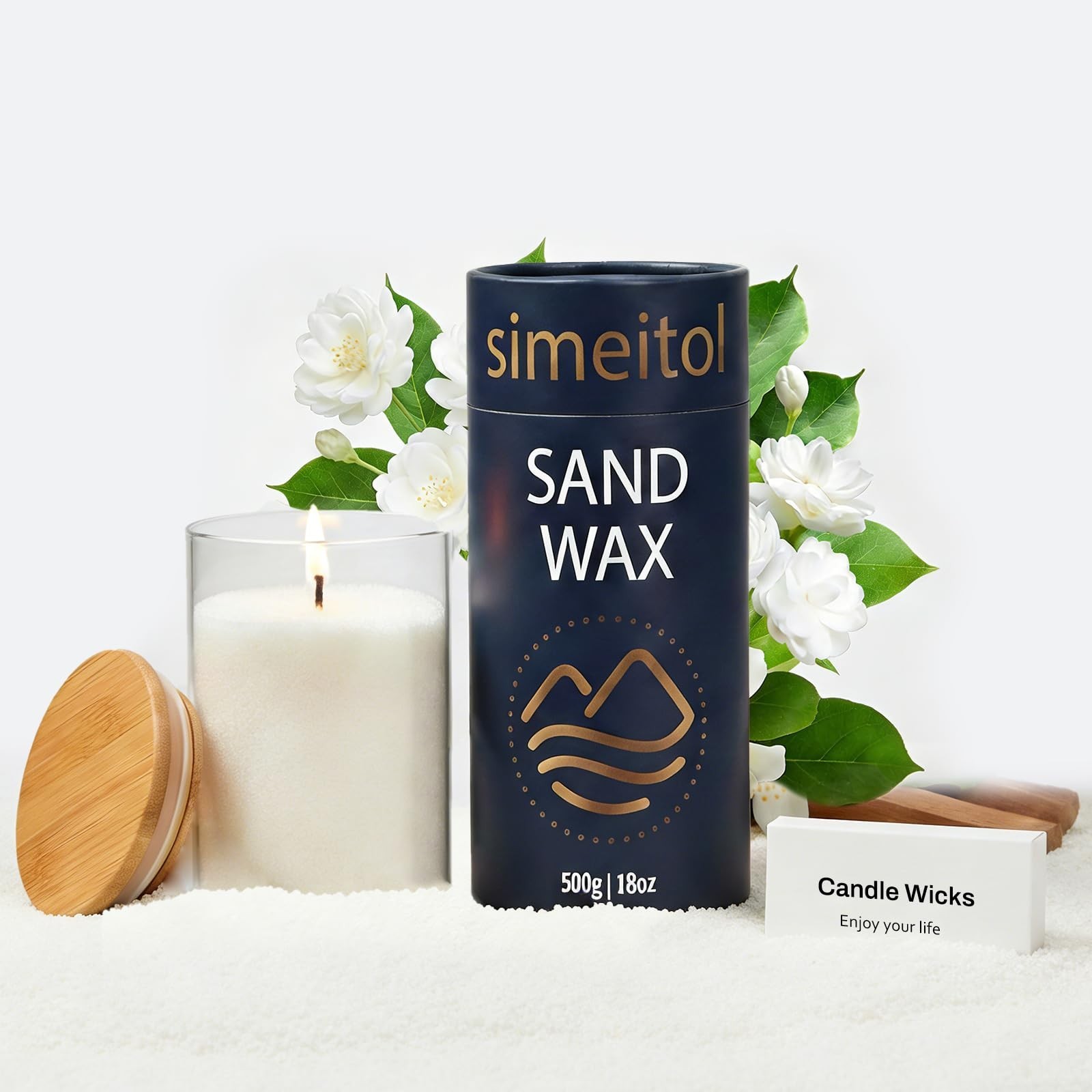 18oz Scented Candle Sand Wax, Sandalwood & Jasmine Scented Pearled Candles wi…