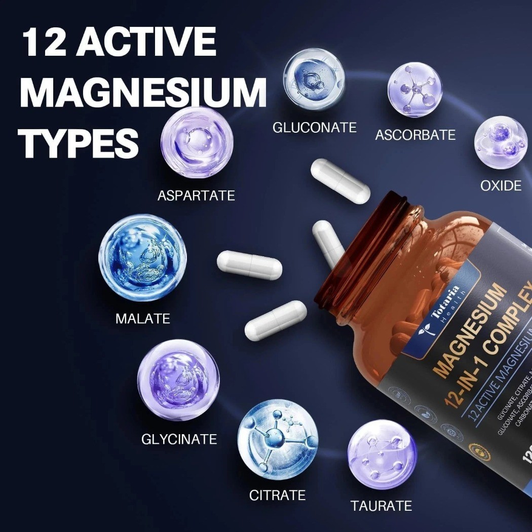 3PACK Magnesium 12 in 1 Complex – Glycinate Citrate Malate Taurate Daily Support