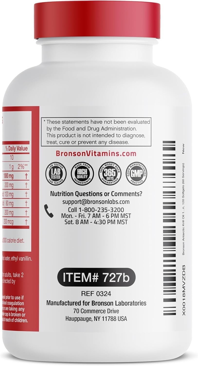 Antarctic Krill Oil 1000 mg with Omega-3s, 120 Softgels | Heavy Metal Tested,…