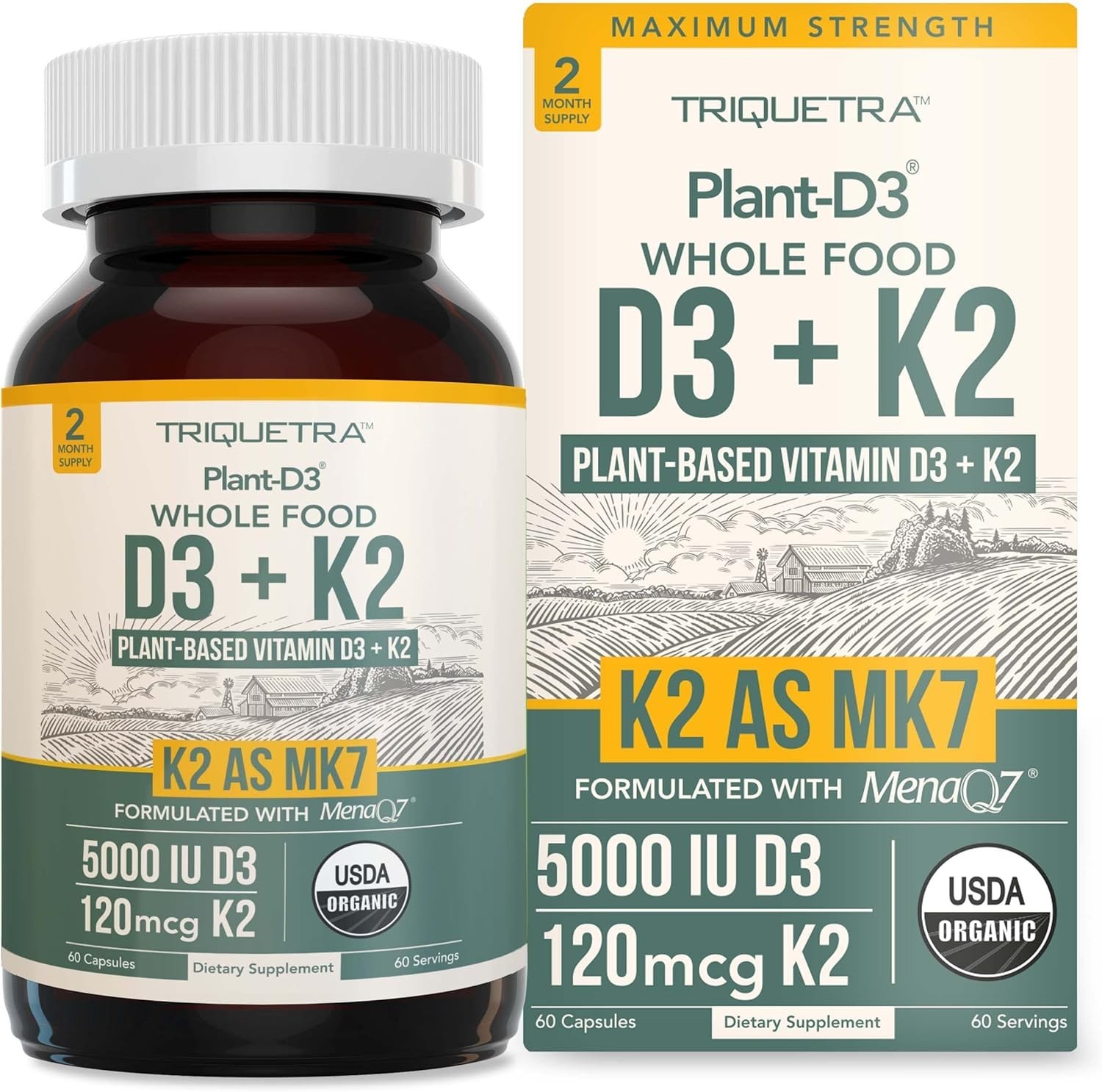 Organics Ocean Better D3 + K2, Organic Vitamin D3 K2 Supplement, 30-Day Supply