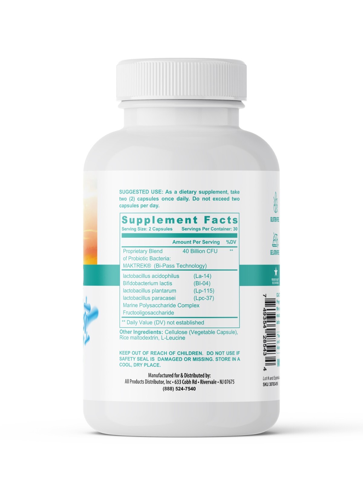 Probiotic Digestion Support 40 Billion CFU Body Defense 60 Vegan Caps