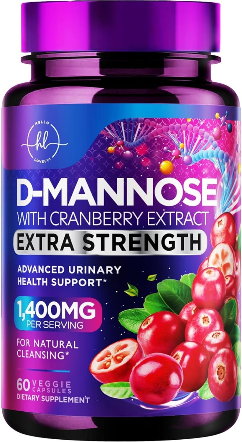 Organic D Mannose 1300mg Supplements – Natural D-Mannose Capsules with Cranberry