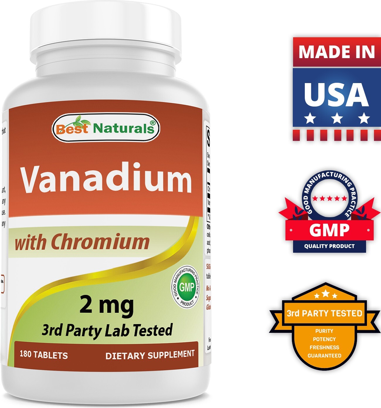 Best Naturals Vanadium with Chromium 2mg 180 Tablets