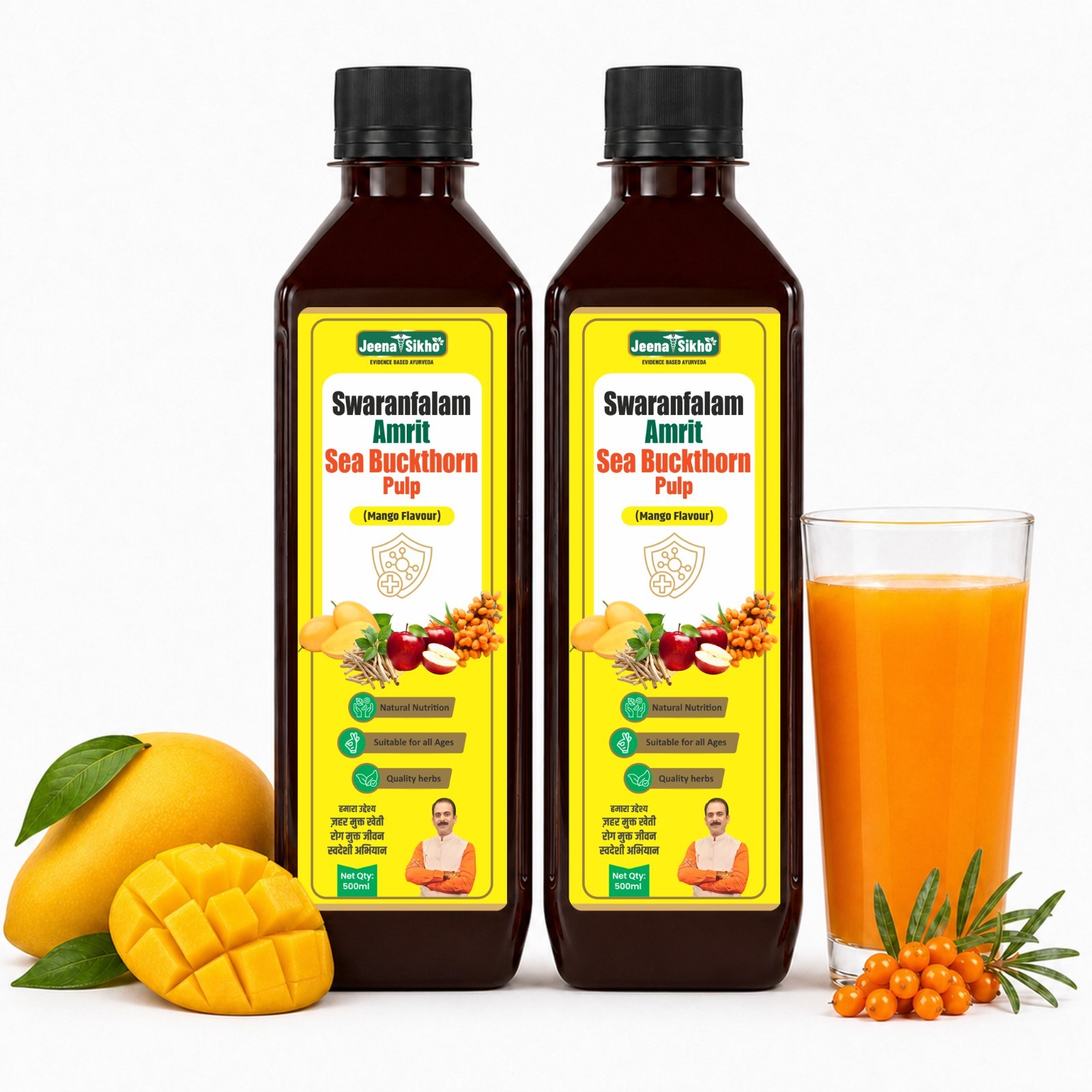 Jeena Sikho Swaranfalam Amrit Sea Buckthorn Mango | Immunity Juice (500ml) 2pc