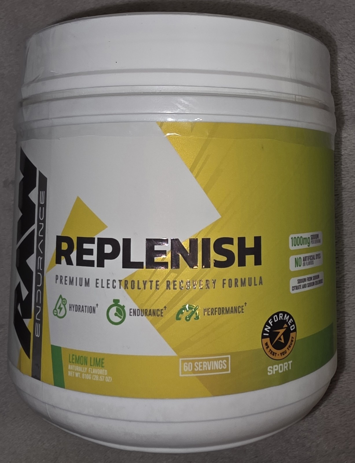 Raw 60 Serving Caffeine-Free Lemon Lime Electrolyte Drink Mix – EXP 9/30/26 NEW