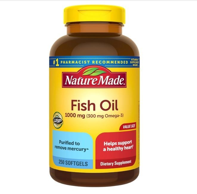 Nature Made 1000mg Fish Oil 300mg Omega-3 Liquid Softgels – 250 Count