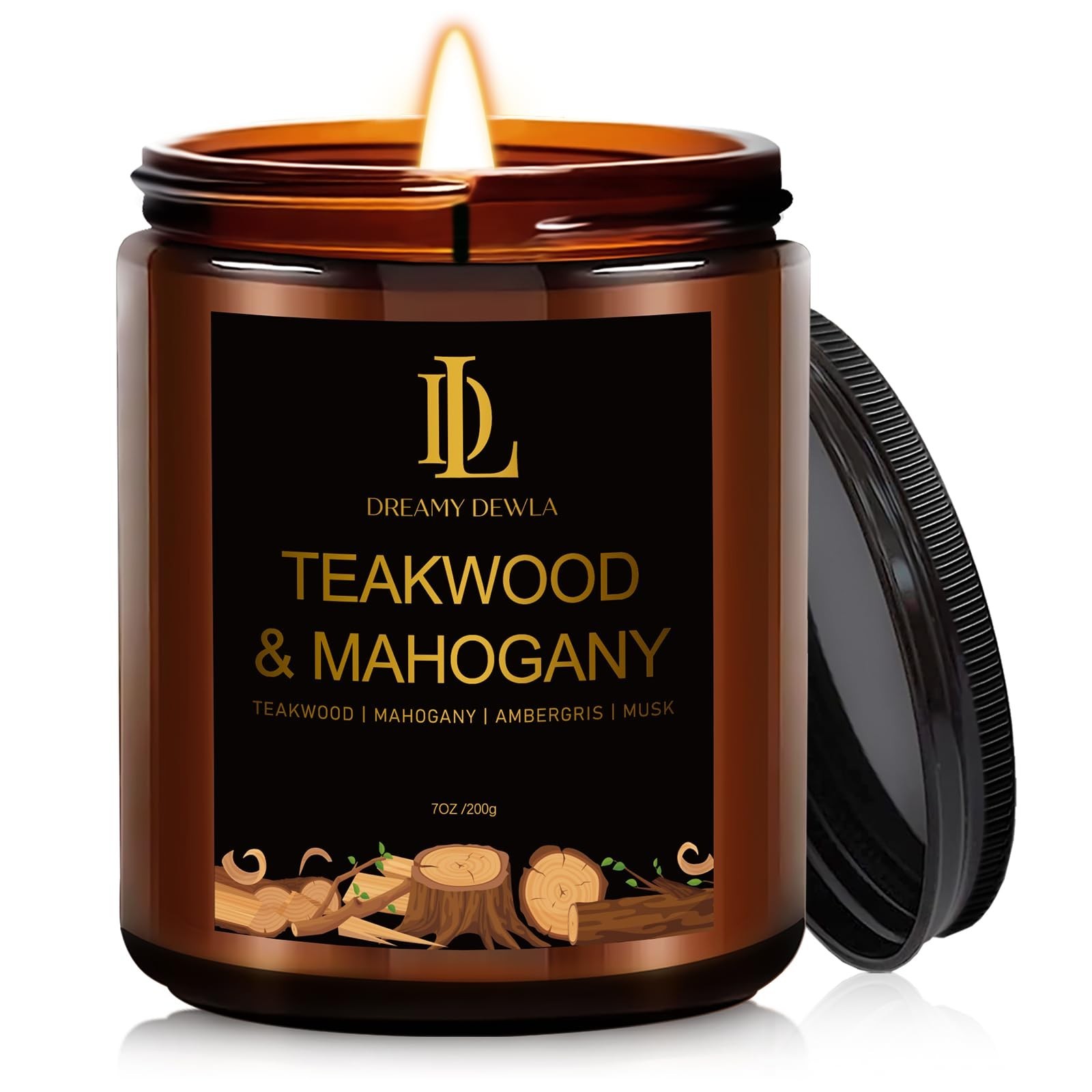 Teakwood & Mahogany Candles, Teakwood Mahogany Scented Candle, Natural Soy Ca…