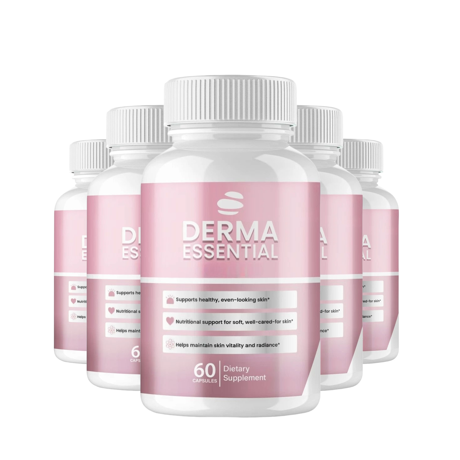 5-Pack Derma Essential Capsules – DermaEssential Healthy Skin Support – 300 Caps