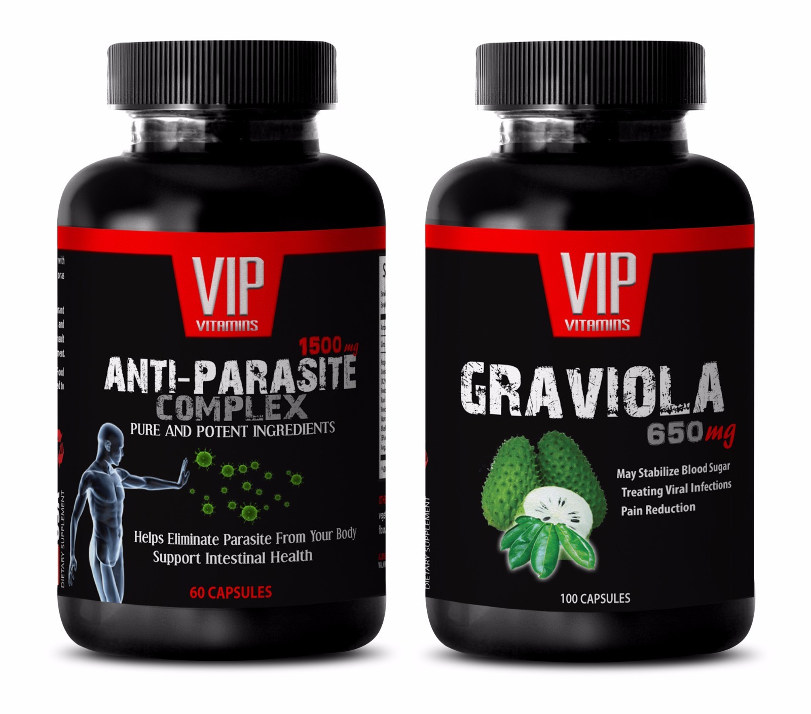 Parasite and worm cleanse for humans – ANTI PARASITE – GRAVIOLA 2B COMBO – black