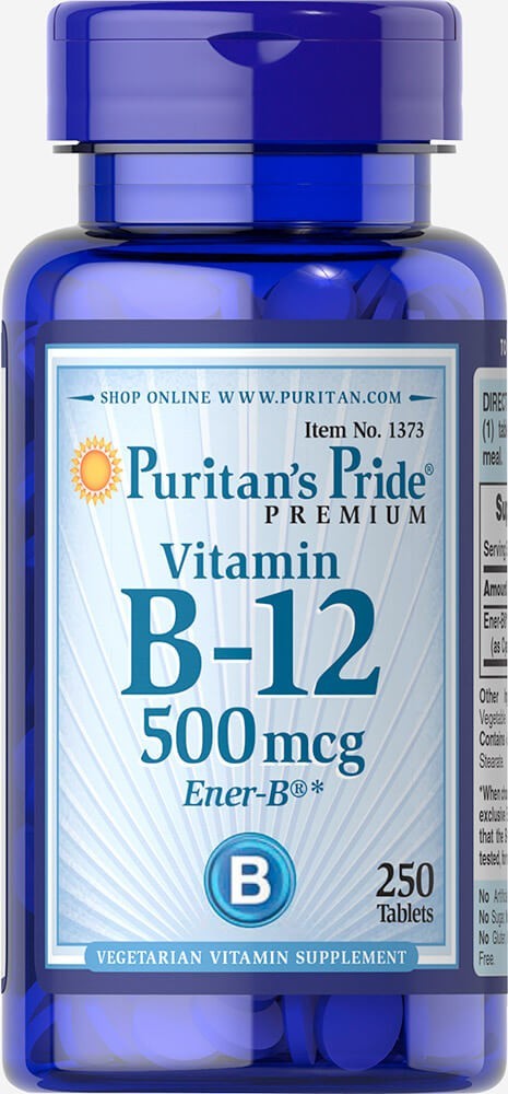 Puritan’s Pride Vitamin B-12 500 mcg 250 Tablets Vegetarian Exp 06/27