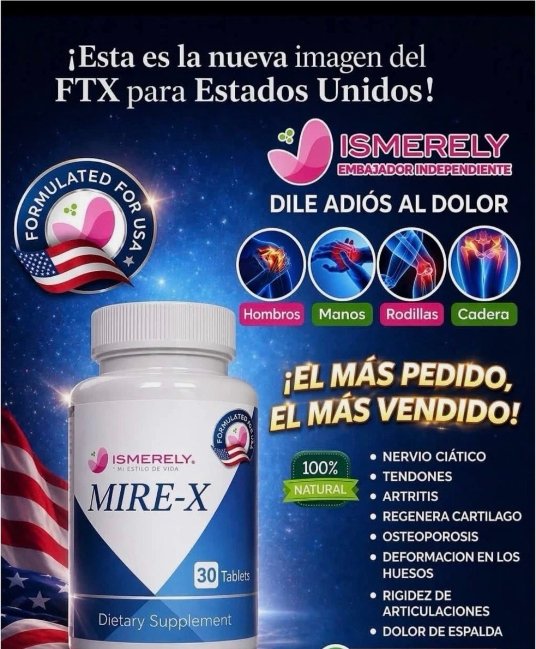 Ismerely 2 pack Mire-x 60 caps; dolor de articulaciones,ciatica, rodillas,cadera
