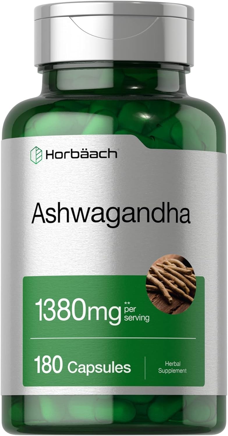 Horbäach Ashwagandha Supplement | 180 Capsules | for Women and Men | Herbal Root