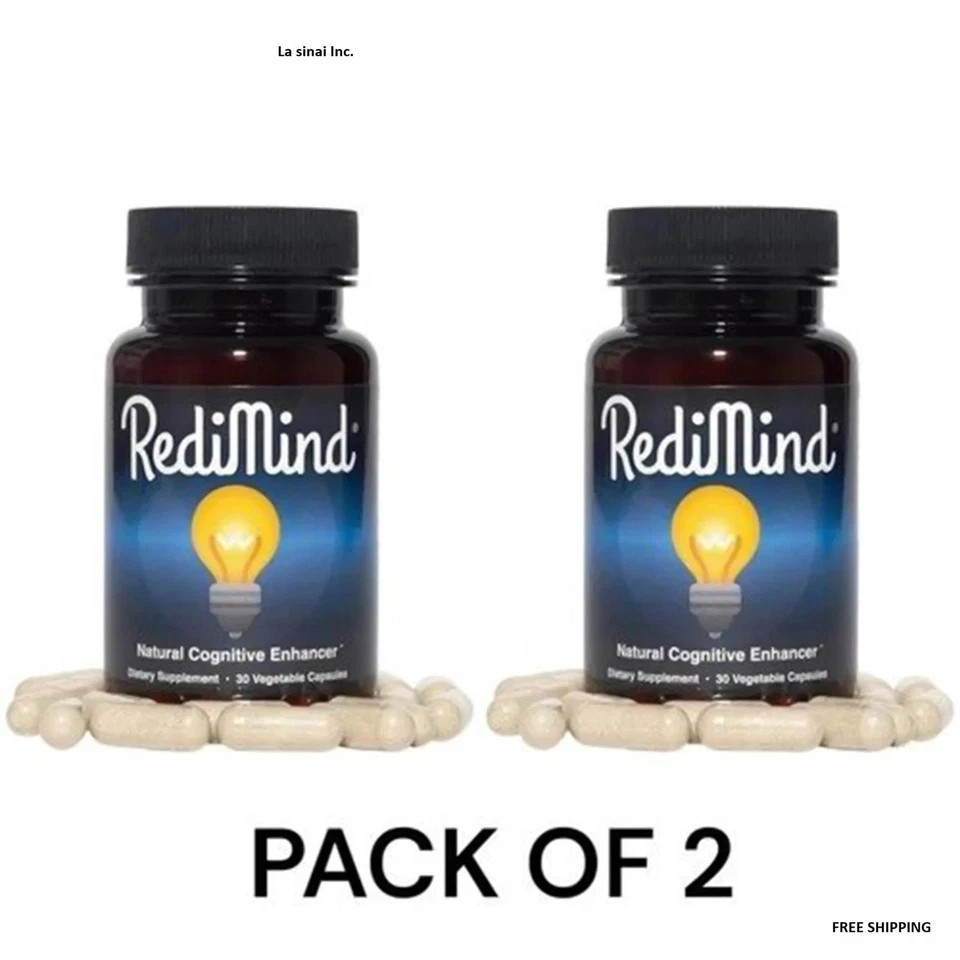 (2 Health RediMind Cognitive Enhancer 30 Caps Natural Focus Memory Brain Packs)