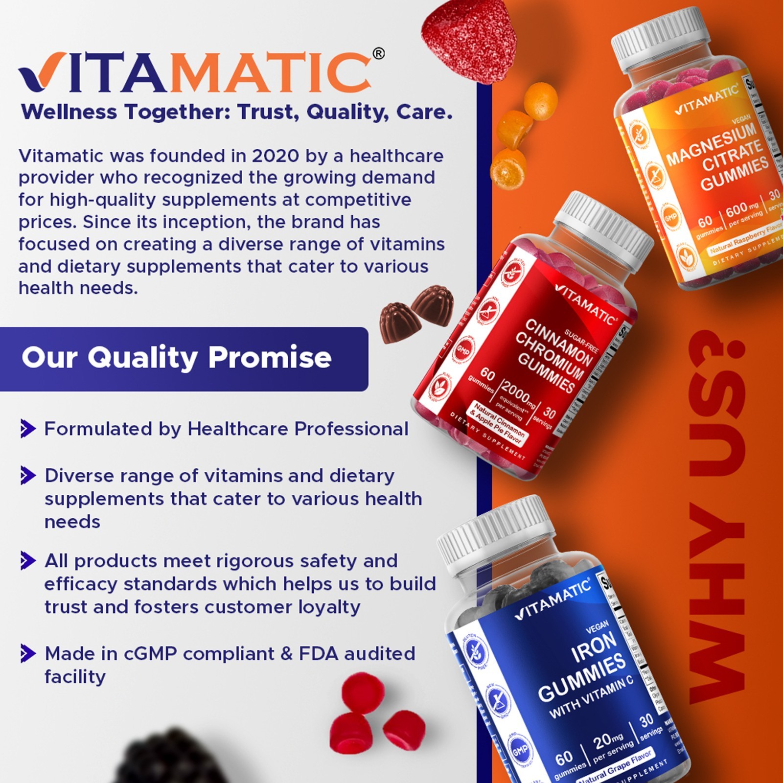 Vitamatic Melatonin 10mg per gummy – 60 Servings – 60 Vegetarian Gummies